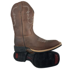 Bota Texana Masculina Jácomo Bico Quadrado Couro Mustang Sella Ref:30001/UM