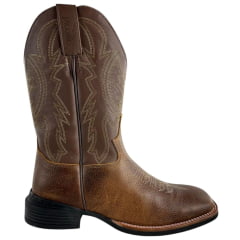 Bota Texana Masculina Jácomo Bico Quadrado Couro Relax Oil Café/Confort Cano Chocolate REF: 40001/MQV