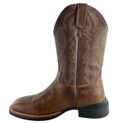 Bota Texana Masculina Jácomo Bico Quadrado Couro Relax Oil Café/Confort Cano Chocolate REF: 40001/MQV