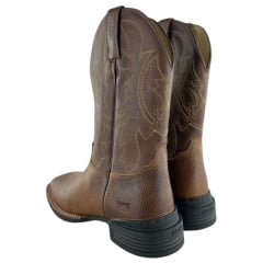 Bota Texana Masculina Jácomo Bico Quadrado Couro Relax Oil Café/Confort Cano Chocolate REF: 40001/MQV