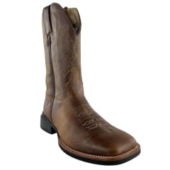 Bota Texana Masculina Jácomo Bico Quadrado Couro Relax Oil Café/Confort Cano Chocolate REF: 40001/MQV