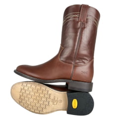 Bota Texana Masculina Jácomo Bico Redondo Com Cano Pull Up Havana/Pull Up Havana Ref:0401-C