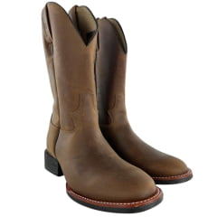 Bota Texana Masculina Jácomo Bico Redondo Crazy Amêndoa Escuro Ref. 2000/GP