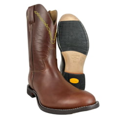 Bota Texana Masculina Jácomo Pull Up Havana Bico Redondo  Ref:5002/C