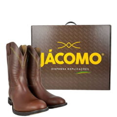 Bota Texana Masculina Jácomo Pull Up Havana Bico Redondo  Ref:5002/C