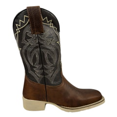 Bota Texana Masculina La Mexicana Bico Quadrado Couro Malboro Wisky/Floater Café - Sola Cavaleiro Gelo REF: 0712186N