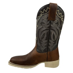 Bota Texana Masculina La Mexicana Bico Quadrado Couro Malboro Wisky/Floater Café - Sola Cavaleiro Gelo REF: 0712186N