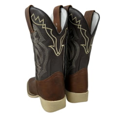 Bota Texana Masculina La Mexicana Bico Quadrado Couro Malboro Wisky/Floater Café - Sola Cavaleiro Gelo REF: 0712186N