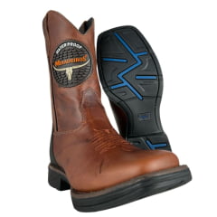 Bota Texana Masculina Moiadeiros Bico Quadrado Couro Fóssil Sela Ref:10725