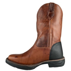 Bota Texana Masculina Moiadeiros Bico Quadrado Couro Fóssil Sela Ref:10725