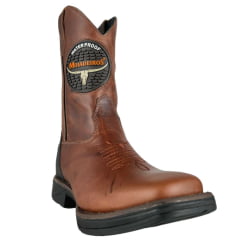 Bota Texana Masculina Moiadeiros Bico Quadrado Couro Fóssil Sela Ref:10725