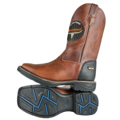 Bota Texana Masculina Moiadeiros Bico Quadrado Couro Fóssil Sela Ref:10725