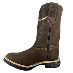 Bota Texana Masculina Moiadeiros Couro Crazy Horse Café Bico Quadrado Solado Jump Ref:1044