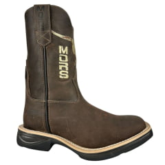 Bota Texana Masculina Moiadeiros Couro Crazy Horse Café Bico Quadrado Solado Jump Ref:1044