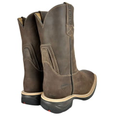 Bota Texana Masculina Moiadeiros Couro Crazy Horse Café Bico Quadrado Solado Jump Ref:1044