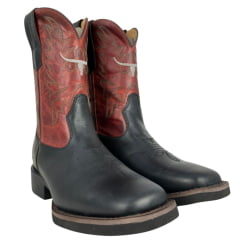 Bota Texana Masculina Os Moiadeiros Preta Com Cano Vermelho Ref:7016