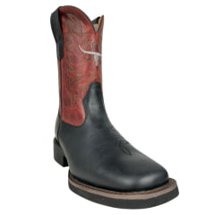 Bota Texana Masculina Os Moiadeiros Preta Com Cano Vermelho Ref:7016