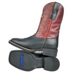 Bota Texana Masculina Os Moiadeiros Preta Com Cano Vermelho Ref:7016