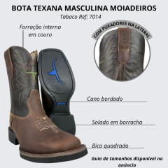 Bota Texana Masculina Os Moiadeiros Tabaco Ref:7014