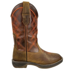 Bota Texana Masculina Red Dust Bico Quadrado Jump Couro Crazy Tabaco Fóssil Sela Ref:BAME+16