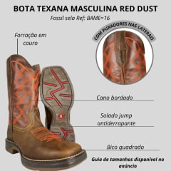 Bota Texana Masculina Red Dust Grazy Tabaco Fóssil Sela Solado Jump Ref:BAME=16