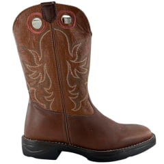 Bota Texana Masculina Sheriff West Caramelo Cano Bordado Verde/Bege Solado Jump