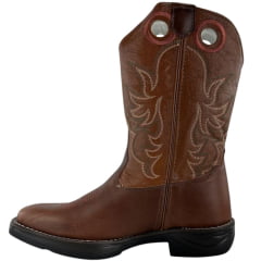 Bota Texana Masculina Sheriff West Caramelo Cano Bordado Verde/Bege Solado Jump