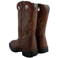 Bota Texana Masculina Sheriff West Caramelo Cano Bordado Verde/Bege Solado Jump