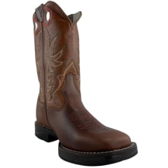 Bota Texana Masculina Sheriff West Caramelo Cano Bordado Verde/Bege Solado Jump