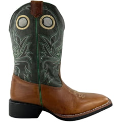 Bota Texana Masculina Sheriff West Caramelo Cano Verde