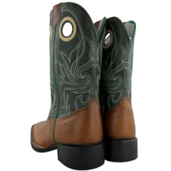 Bota Texana Masculina Sheriff West Caramelo Cano Verde