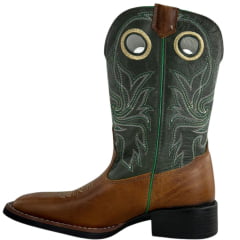 Bota Texana Masculina Sheriff West Caramelo Cano Verde