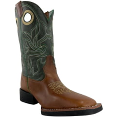 Bota Texana Masculina Sheriff West Caramelo Cano Verde