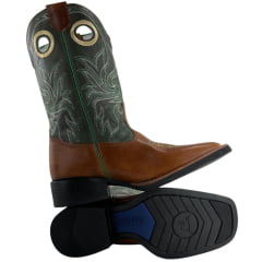 Bota Texana Masculina Sheriff West Caramelo Cano Verde