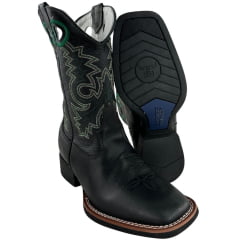 Bota Texana Masculina Sheriff West Preto Cano Preto Bordado Verde Bota Texana Masculina Sheriff West Preto Cano Preto Bordado Verde