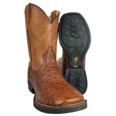 Bota Texana Masculina Strut Bico Quadrado Couro Avestruz Cheio Cano Bordado Em Laranja E Verde Ref:Bt-ST-001NEW Bota Texana Masculina Strut Bico Quadrado Couro Avestruz Cheio Cano Bordado Em Laranja E Verde Ref:Bt-ST-001NEW
