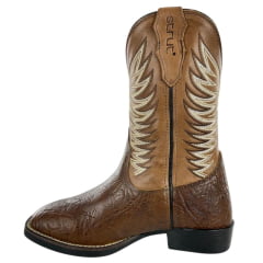Bota Texana Masculina Strut Couro Carneiro Corrugado Cano Bordado Cru Ref: St.011 New