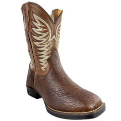 Bota Texana Masculina Strut Couro Carneiro Corrugado Cano Bordado Cru Ref: St.011 New