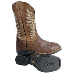 Bota Texana Masculina Strut Couro Carneiro Corrugado Cano Bordado Cru Ref: St.011 New