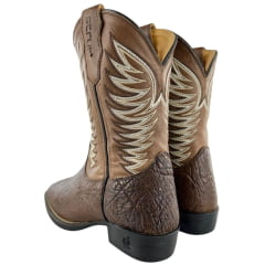 Bota Texana Masculina Strut Couro Carneiro Corrugado Cano Bordado Cru Ref: St.011 New