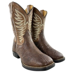 Bota Texana Masculina Strut Couro Carneiro Corrugado Cano Bordado Cru Ref: St.011 New