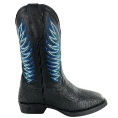 Bota Texana Masculina Strut Couro Carneiro Corrugado Preto Cano Bordado Azul e Branco Ref: St.011 New