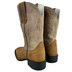 Bota Texana Masculina Texas Rodeo Couro Crazy Mostarda Fóssil Ocre Com Bandeira Ref:TR648 - LQBO