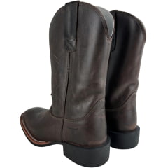 Bota Texana Masculina Texas Rodeo Bico Quadrado Couro Atlanta Café/Moucha Mouse Bordado Florão REF:LQBO