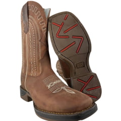 Bota Texana Masculina Texas Rodeo Bico Quadrado Couro Crazy Sela Bordado Jump Caramelo Ref: TR876 Bota Texana Masculina Texas Rodeo Bico Quadrado Couro Crazy Sela Bordado Jump Caramelo Ref: TR876