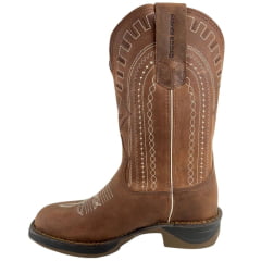 Bota Texana Masculina Texas Rodeo Bico Quadrado Couro Crazy Sela Bordado Jump Caramelo Ref: TR876