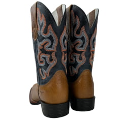 Bota Texana Masculina Texas Rodeo Bico Quadrado Couro Malboro Mostarda Cano Fóssil Azul Escuro Ref.TR751-LQBO