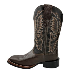 Bota Texana Masculina Texas Rodeo Bico Quadrado Couro Malboro Tabaco Cano Fóssil Marrom Ref.TR737-LQBO