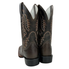 Bota Texana Masculina Texas Rodeo Bico Quadrado Couro Malboro Tabaco Cano Fóssil Marrom Ref.TR737-LQBO