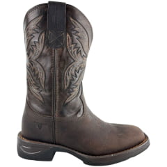 Bota Texana Masculina Texas Rodeo Bico Quadrado Jump Couro Crazy Café Fóssil Marrom Bordado Ref:TR700-Jump